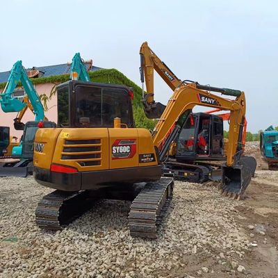 Maquinaria de construcción pequeña Sany SY60C Excavadora usada con capacidad de cubo de 0.25M3
