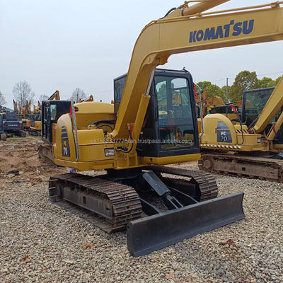 Excavadora mini de 7 toneladas Komatsu PC70 Excavadora de rastreo usada con bomba hidráulica original